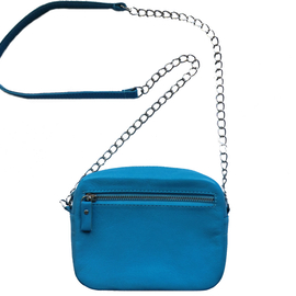 Кожаная женская сумка голубого цвета