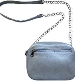 Женская сумка из серебристой кожи